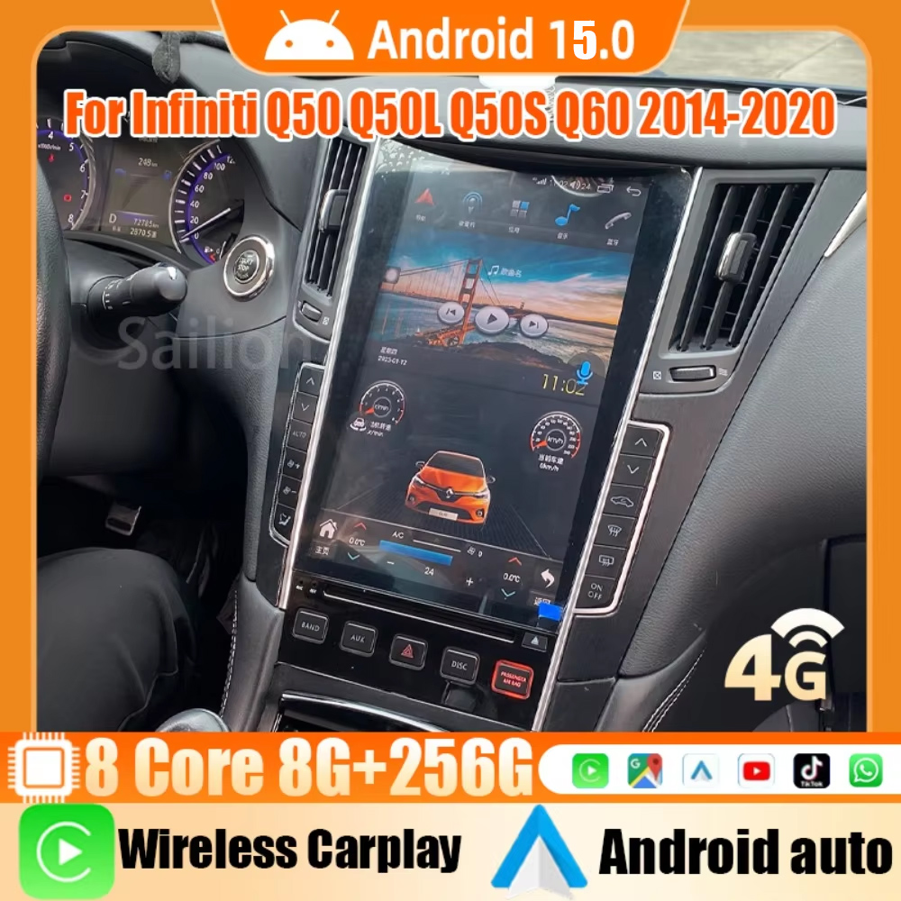Car Dvd Player Bluetooth Steering Wheel - Radio Mobil Android15 Untuk Infiniti Q50