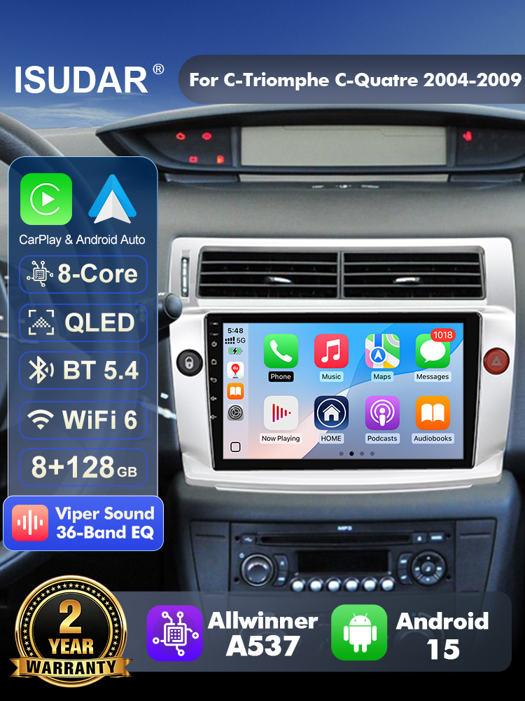 Android Head Unit 6Gb 128Gb - ISUDAR T57 Radio Android 15 untuk