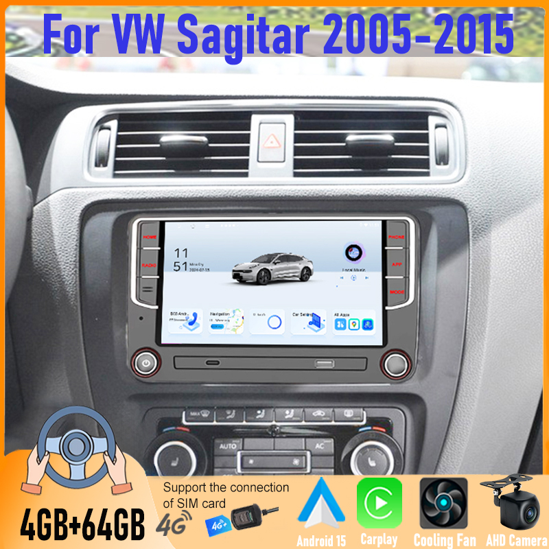 Android Head Unit 6Gb 128Gb - Stereo Mobil Android 7'' Untuk VW