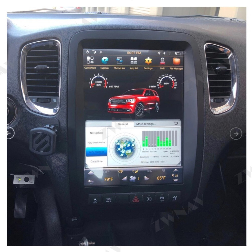 Tesla Style Screen Car Radio - Android 128GB untuk Dodge Durango 2012