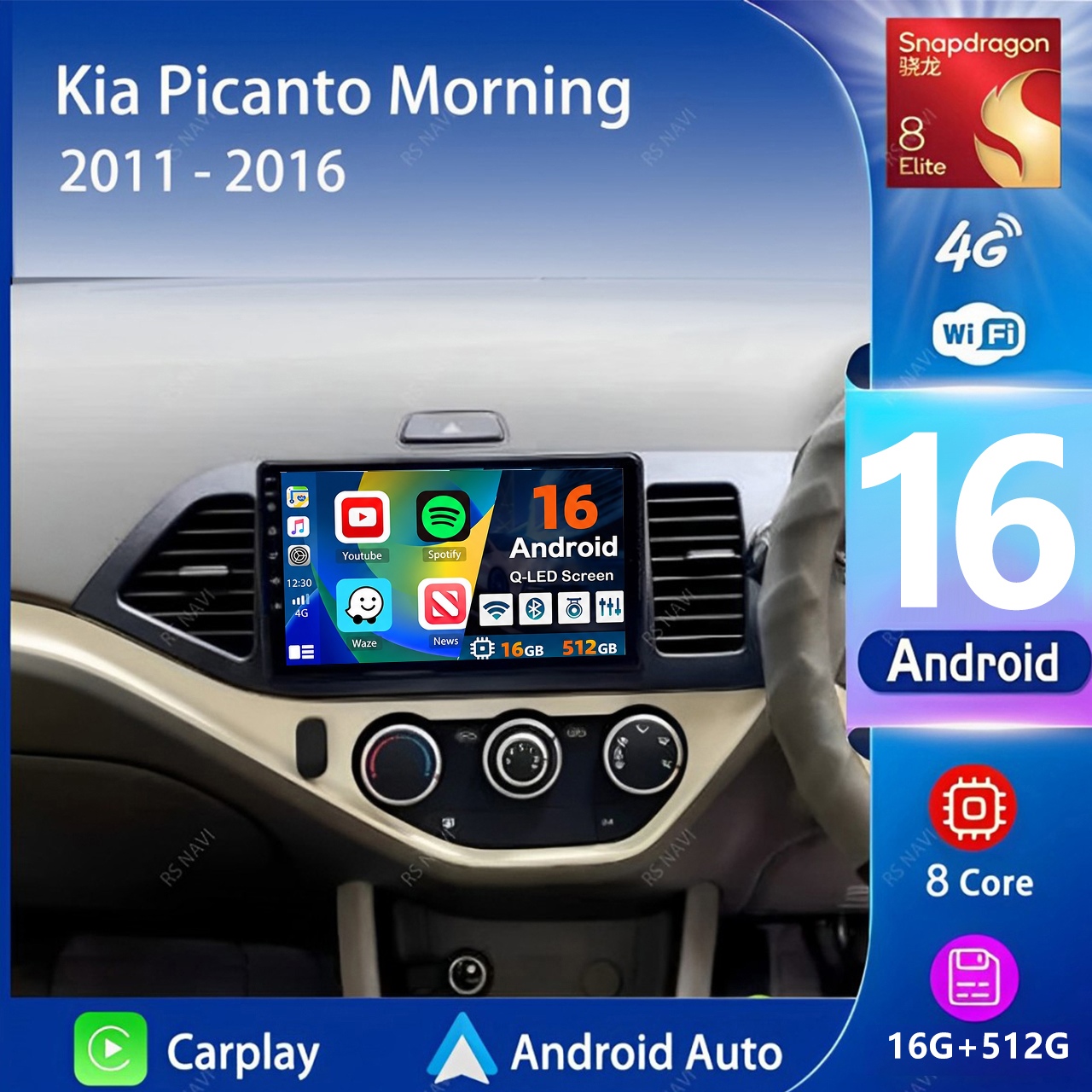 Android Car Stereo 2 Din 8 Core - Android 16 Carplay Auto Radio Mobil