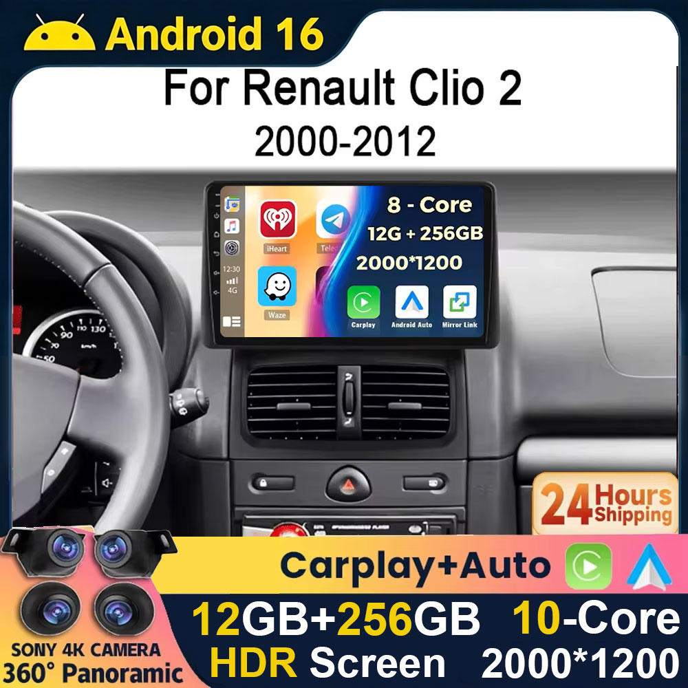 Android Car Stereo 2 Din 8 Core - Android 16 2K QLED untuk Renault